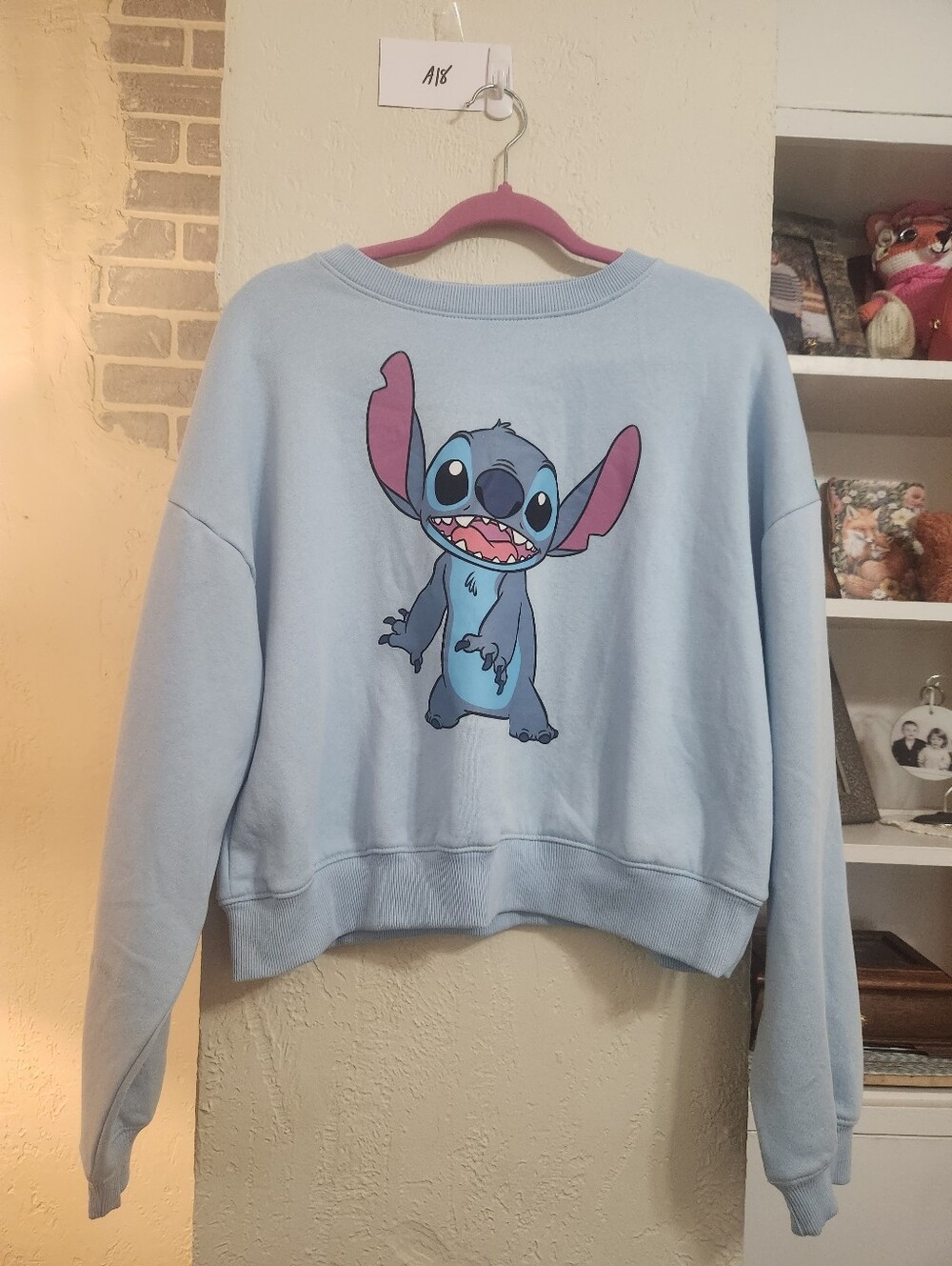 Disney Stitch Graphic Crewneck Cropped Sweater NWT